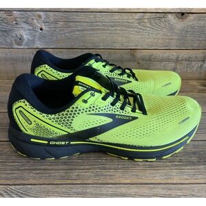 Brooks Ghost 14 Neon Yellow Athletic Running Sneakers Shoes Mens Size 13 Comfort